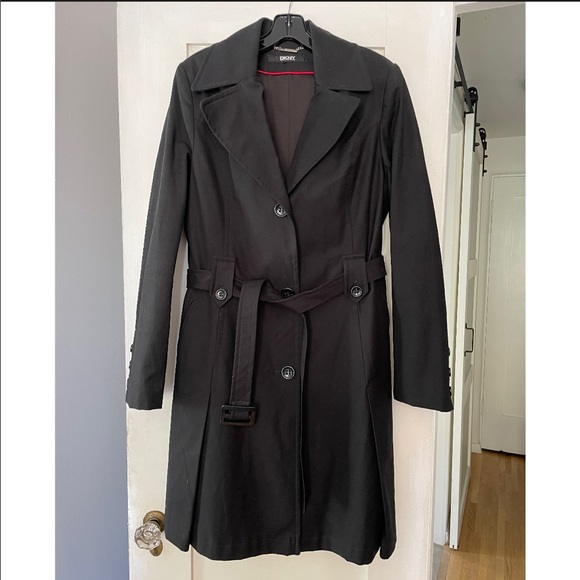 DKNYC Jackets & Coats Dkny Black Fully Lined Trench Rain Coat Large